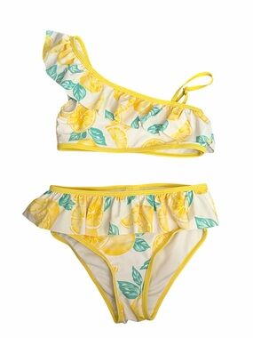 Tommy Bahama Yellow Lemon Print One-Shoulder Ruffle Bikini